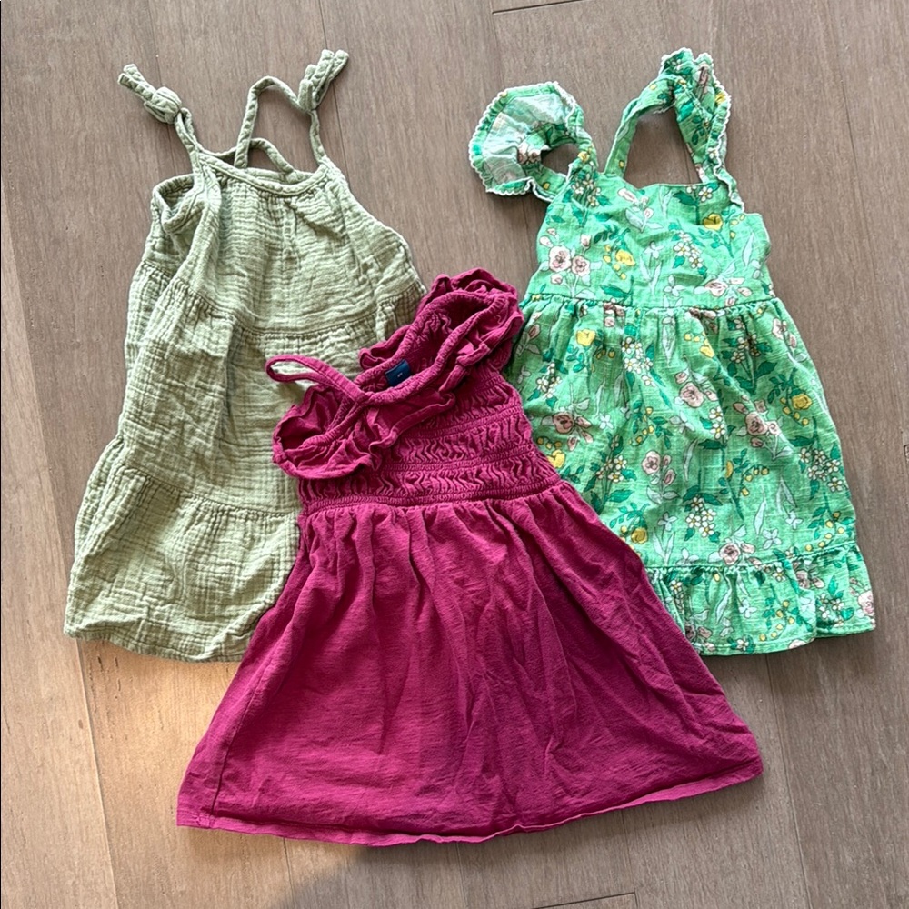 Floral and Solid Girls 2T Dress Set